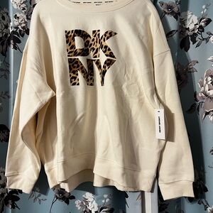DKNY Cream Leopard Logo Women's Sweater